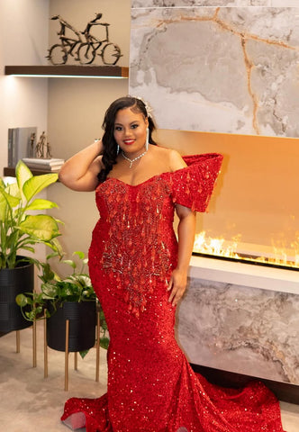 Crimson Crystal Gown