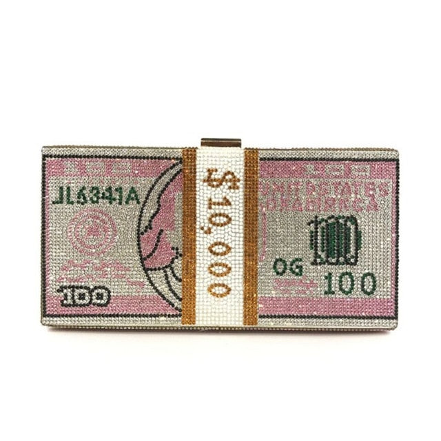 10K Yellow Gold Round & Baguette Diamond Money Bag Pendant 1.75